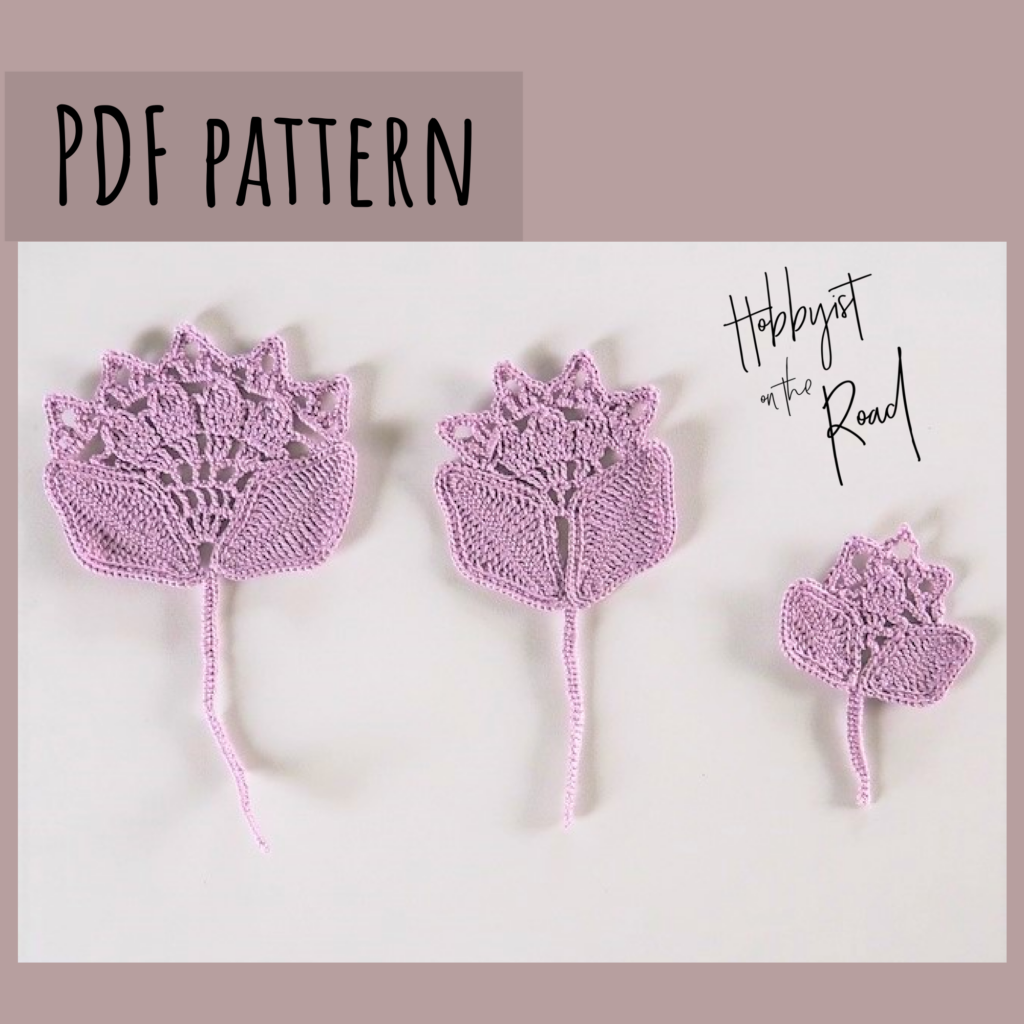 Stylized crochet peonies