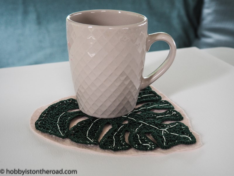 Crochet monstera leaves coaster