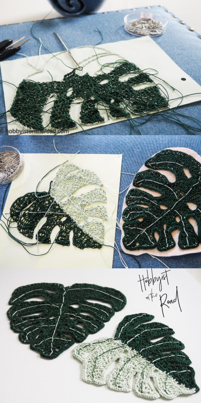 crochet monstera leaves irish lace freeform crochet pattern how to tutorial
