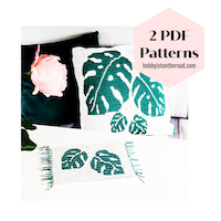 Monstera Leaves cushion cover and coaster
