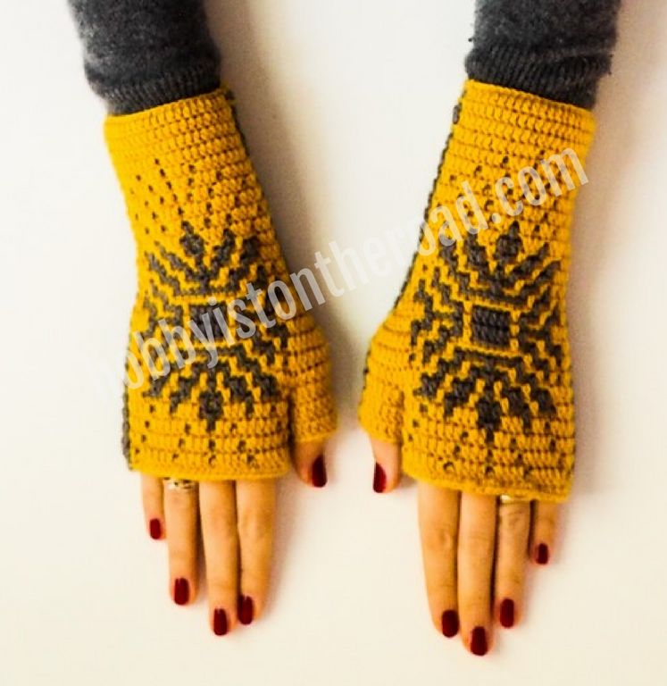 Baltic Sun Gloves Crochet pattern plus bonus ear warmer pattern