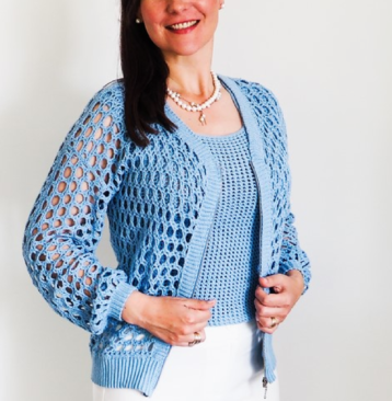 Summer Skies lace bomber and sleeveless top - two crochet patterns