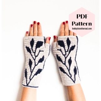 Frosted Leaves Fingerless Gloves crochet pattern